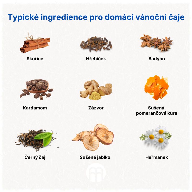 Typické ingredience pro domácí vánoční čaje
